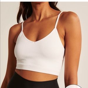 Abercrombie and fitch white ribbed crop top tank Seamless Fabric Bralette